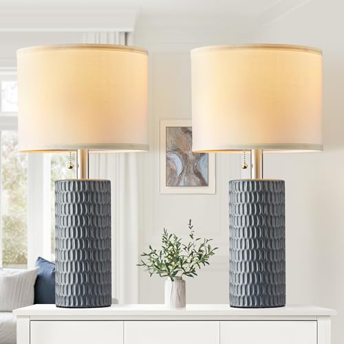20” Modern Ceramic Table Lamps for Bedroom (2 Count)