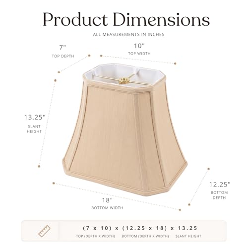BSO-710-18BG-2 Rectangle Cut Corner Basic Lamp Shade, (7x10) x (12.25x18) x 13.25, Beige, 2-Pack (2 Count)