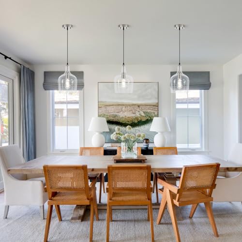 9” Brushed Nickel Seeded Glass Pendant Light Modern 1 Light Single Dome Pendent Lighting Fixtures for Kitchen Island Dining Room Hallway