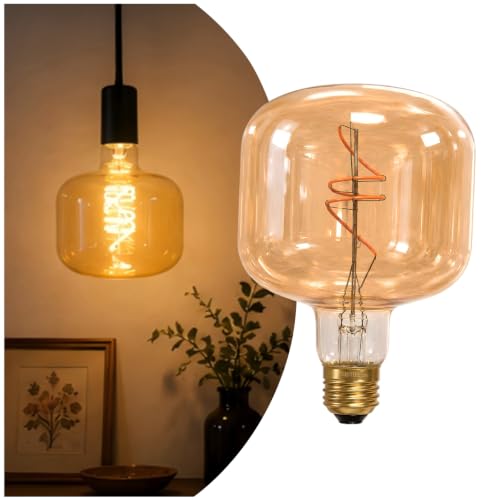 Large Amber Glass Edison LED Dimmable 2200K Vintage E26 5W