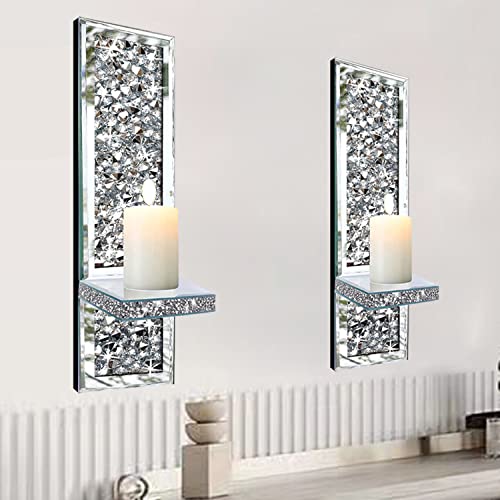 Set of 2 Crystal Crush Diamond Candle Sconces (2 Count)