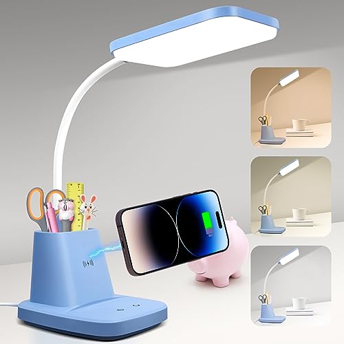 LED Desk Lamp with 10W Wireless Charging & Pen Holder