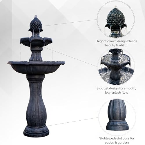 44" Solar Powered Outdoor Fountain