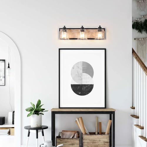 23" 3 Light Farmhouse Bathroom Vanity Light with Bubble Glass