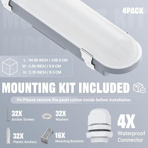 4Pack 8FT LED Vapor Tight Light 120 (4 Count)