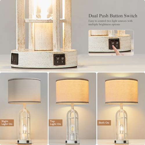 Farmhouse Table Lamps for Living Room Set of 2 (2 Count)