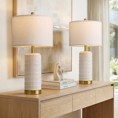 25'' Modern Table Lamps Set of 2 for Living Room with Gold Base (2 Count)