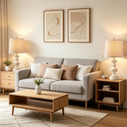 Farmhouse Table Lamp Set of 2 (Washed White)