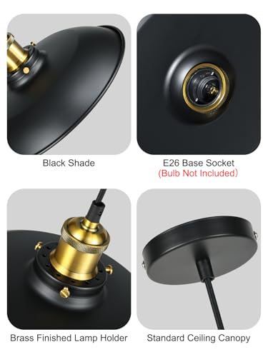 2 Pack Black Farmhouse Pendant Ceiling Light