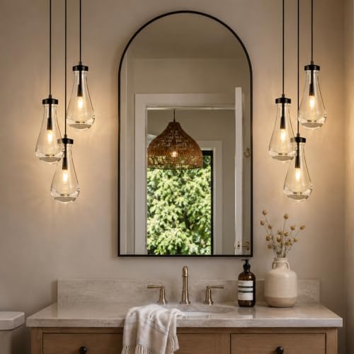 Modern Teardrop Crystal Pendant Light (Black / 3-Light)