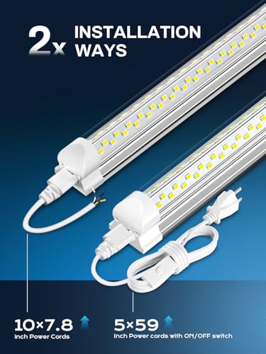 Super Bright 100W 5000K 15000LM 8FT Led Shop Lights 10 (10 Count)