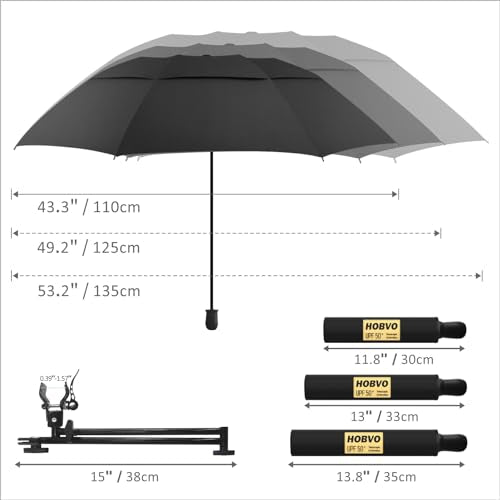 UPF 50+ Golf Umbrella with Adjustable Universal Clamp