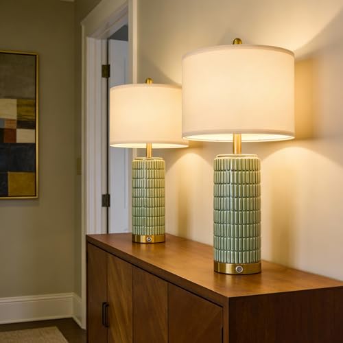 25'' Bedside Table Lamps Set of 2 for Living Room with USB A&C Ports (2 Count)