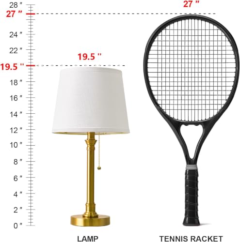 19.5” Brass Gold Small Table Lamps Set of 2 for Living Room Bedroom