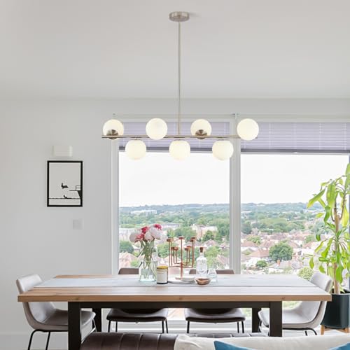 Lighting 7 Light Linear Sputnik Chandelier Brushed Nickel Pendant Light