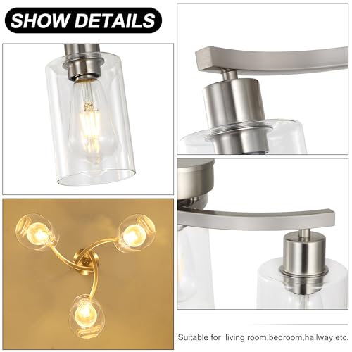 3 Light Brushed Nickel Pendant Lighting for Kitchen Island (3 Count)
