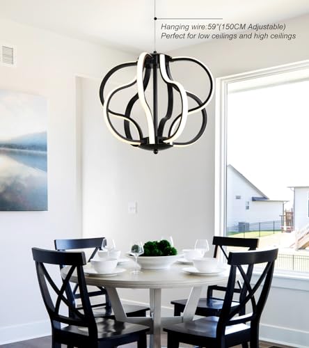 Modern Black LED Chandelier Ceiling Light Fixture