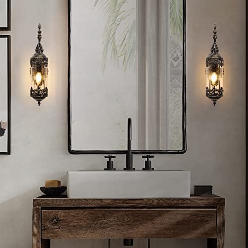 Antique Gothic Glass Wall Sconce for Bedroom