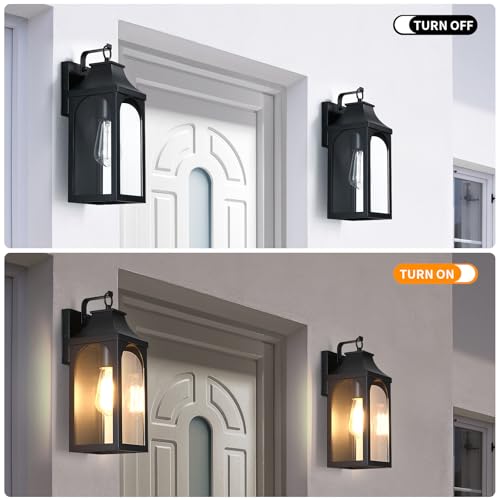 2-Pack 13.6-Inch Matte Black Outdoor Wall Lights with Clear Glass (2 Count)