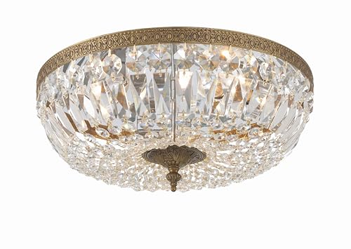 3 Light Spectra Crystal Olde Brass Flush Mount