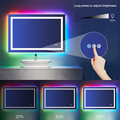 48"X30" RGB LED Bathroom Mirror with Lights