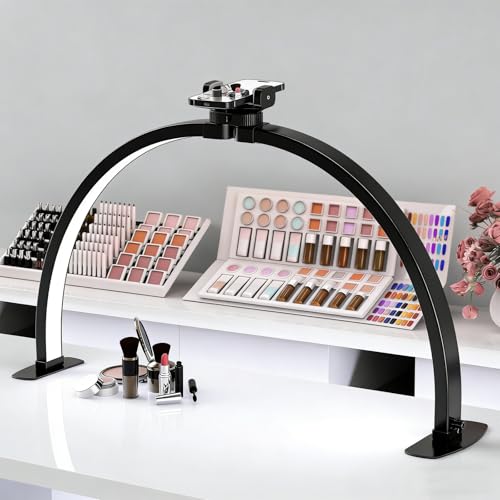 Foldable Large Half Moon LED Light for Table Nail Desk with Phone Stand