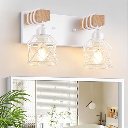 2 Light White Bathroom Light Fixtures