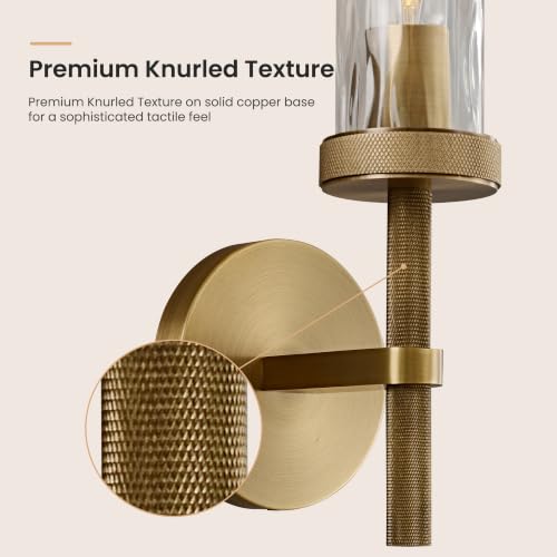 Bathroom Sconces Set of 2 Hardwired Sconces with Water Ripple Glass (2 Count)