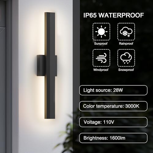 Aluminum 24 in Long Outdoor Wall Light Fixture
