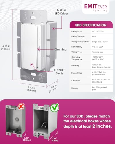 Dimmer Light Switch & 12V 60W Dimmable LED Driver 2 in 2PK