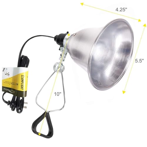 Clamp Lamp Light Socket with 5.5 Inch Aluminum Reflector (2 Count)