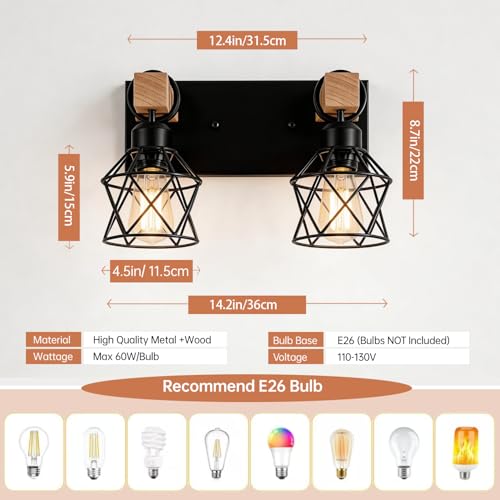 2 Light Farmhouse Vanity Light Fixture