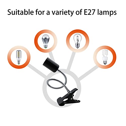 Clip Lamp Holder Adjustable Switch Clip Light Flexible Clip lamp Holder Clip Desk Lamp Socket Adjustable Light Stand Clamp Lamp Base Light Socket Gooseneck for Bedroom Lighting
