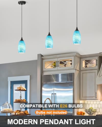 Vintage Art Lake Blue Stripe Pendant Lighting