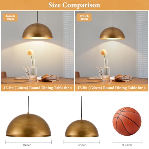 16" Dome Gold Pendant Light