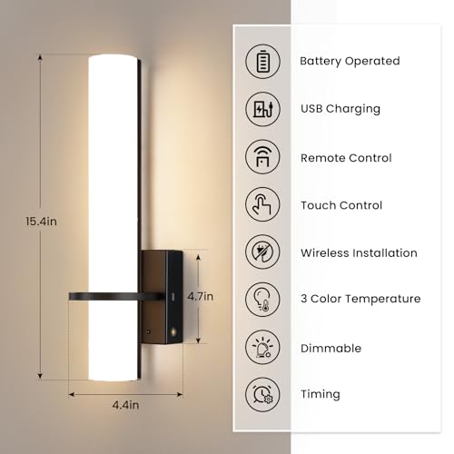Black Battery Operated Wall Sconces Set of 2 (2 Count)