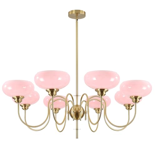 Gold Mid Century Chandelier Over Table 8