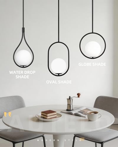 1 Light 8 Inch Glass Black Pendant Lights Kitchen Island