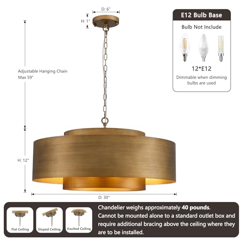 D30 Modern Geometric Metal Drum Pendant