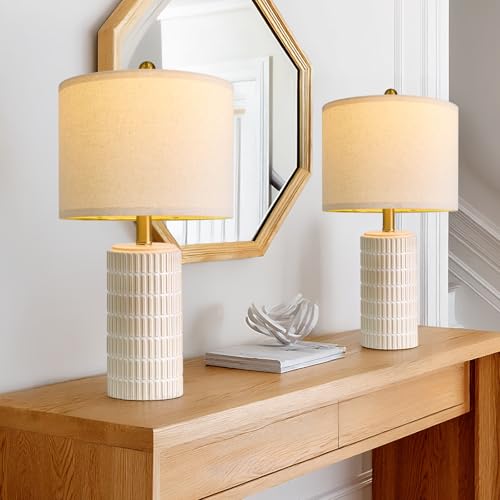 20.75" Small Modern Ceramic Table Lamps Set of 2 for Bedroom (2 Count)