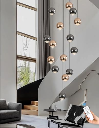 Chandeliers for Dining Room Flush Mount Dimmable Round Ceiling Light for Living Room 15 Lights Crystal Raindrop Chandelier D24''xH118''