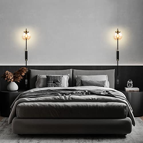 Black Wall Sconces Set of 2 with Globe Shade (2 Count)
