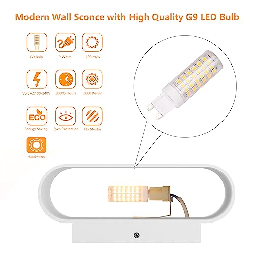 Modern LED Wall Sconces Hardwired Interior Wall Lights Set of 2 Indoor Aluminum Up and Down Wall Mount Light for Living Room Bedroom Hallway Corridor Warm White 3000K (2 Count)