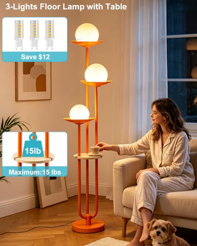 63IN Globe Floor Lamp with Shelf 3 (3 Count)