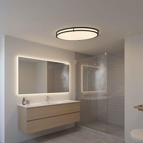 24 Inch Oval Black Ceiling Light Fixture for Living Room