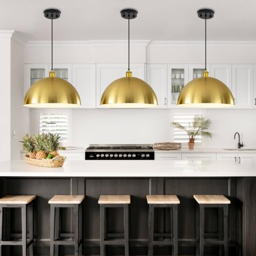 Large Brushed Gold Pendant Light