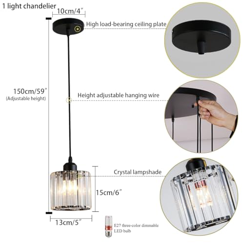 Crystal Pendant Lights Black 1 Light Cluster Ceiling