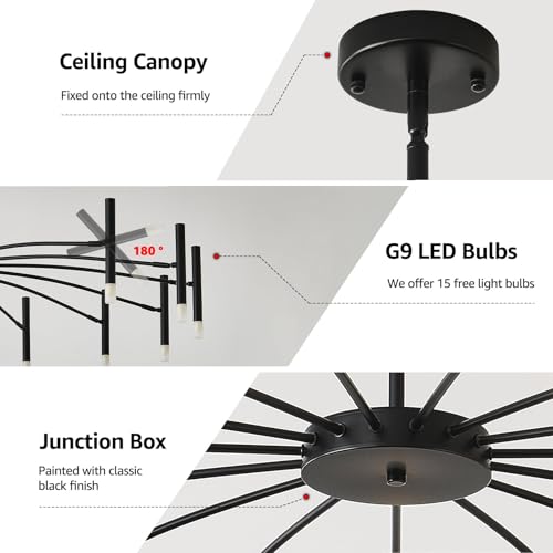 53" Black Modern Chandelier 15