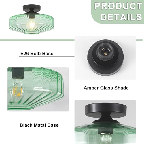 Mid Century Green Glass Ceiling Lights