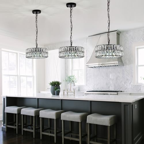 Black Crystal Chandelier 12" Modern Ceiling Pendant Light 3